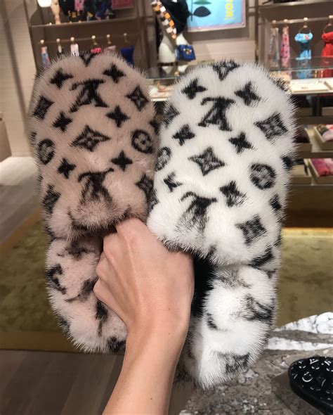 louis vuitton pink fur slides|louis vuitton monogram sliders.